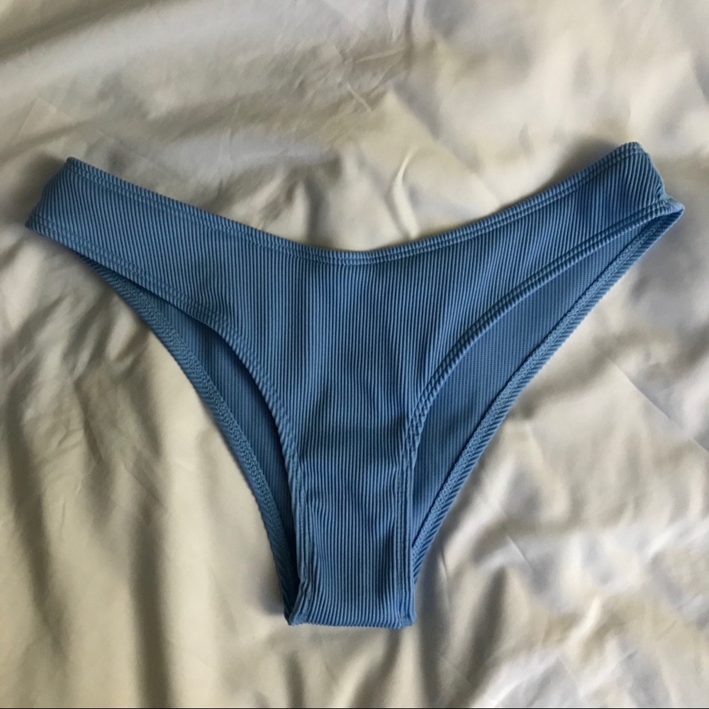 🚨SOLD🚨 ribbed baby blue swim bottoms NEVER WORN!